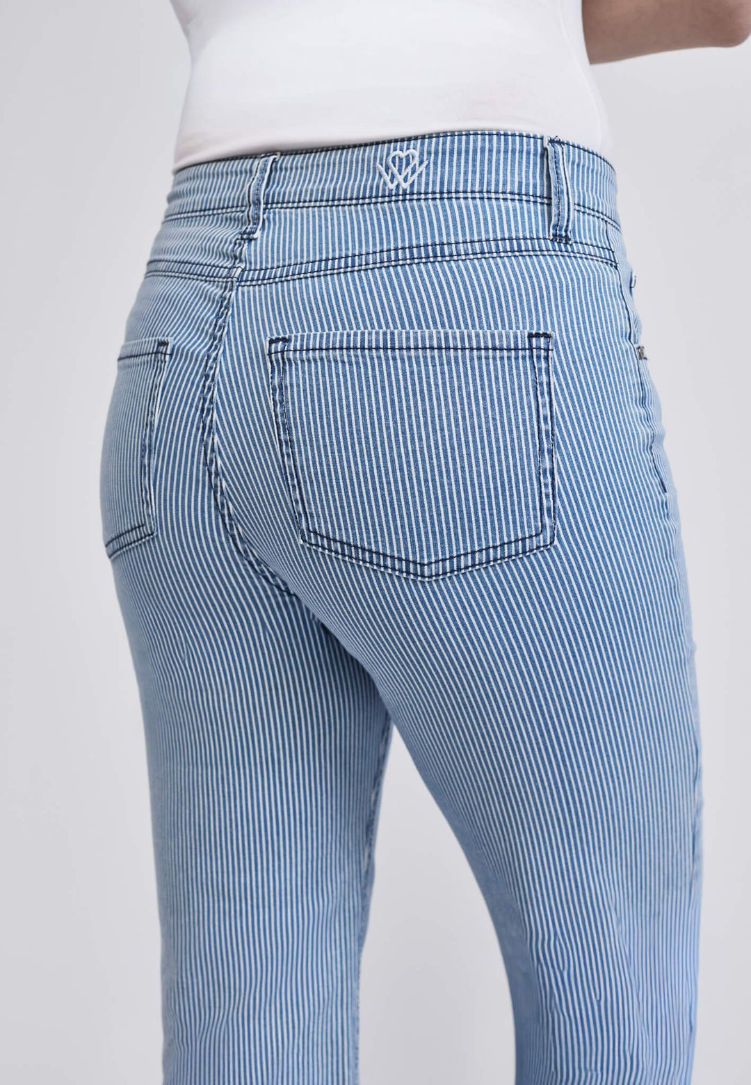 wonderjeans Relaxed Straight Ankle Stone Blue/White Stripe