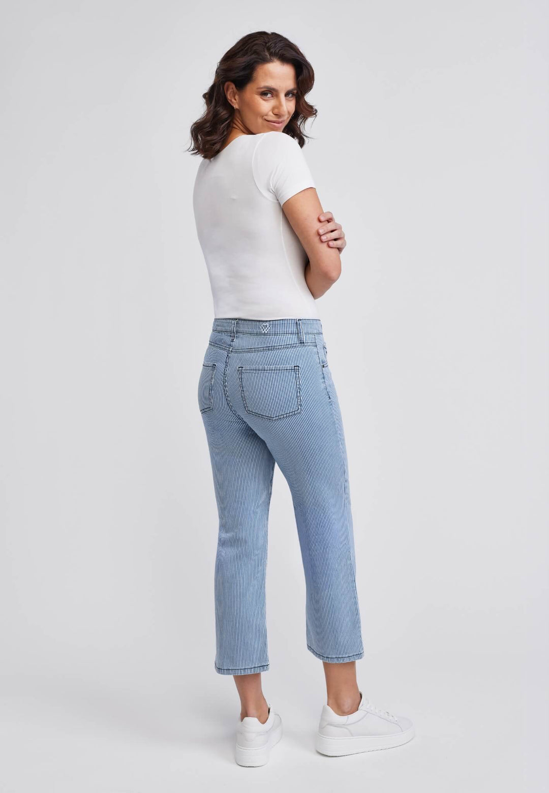wonderjeans Relaxed Straight Ankle Stone Blue/White Stripe