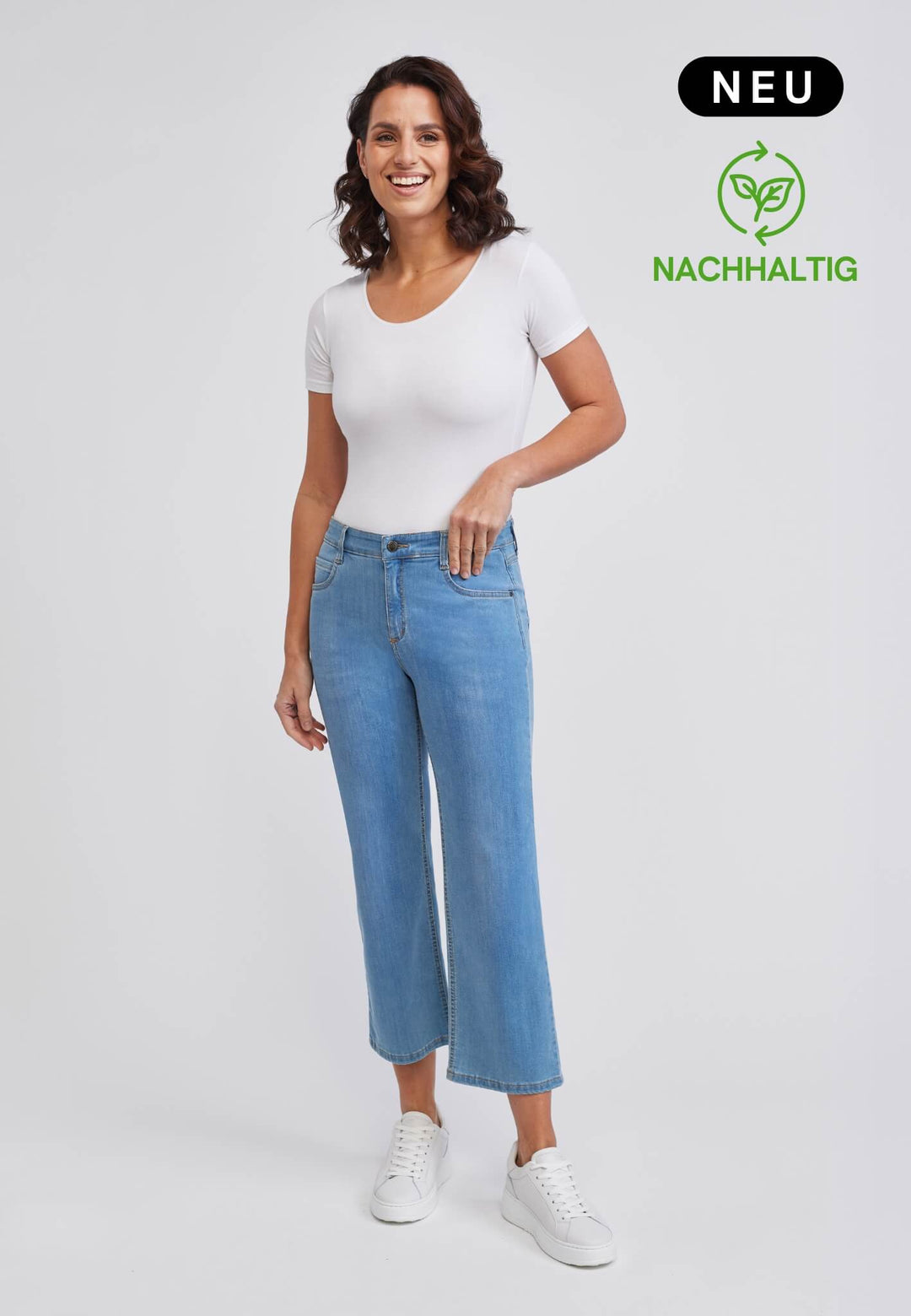 wonderjeans Relaxed Straight Ankle Blue Bleach